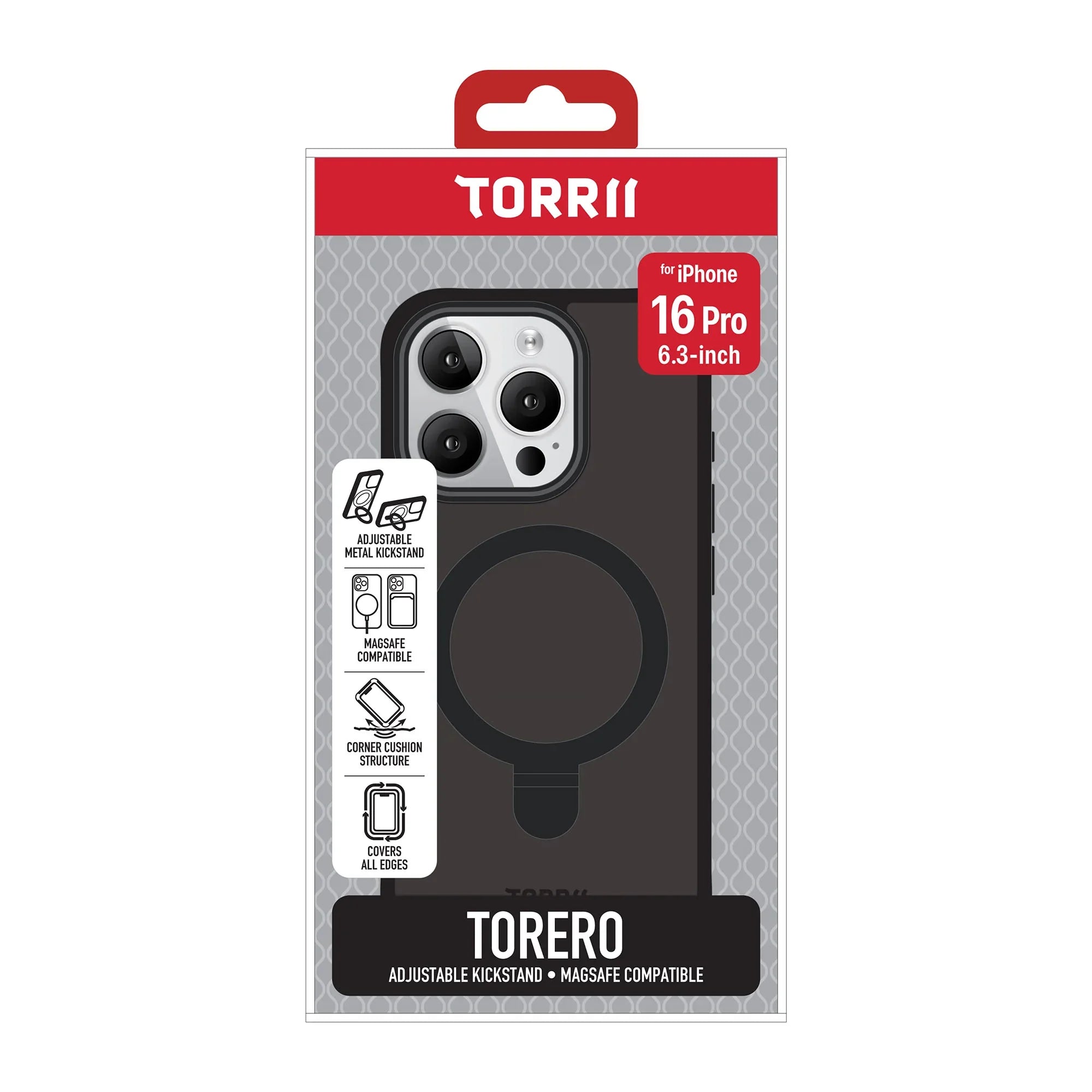 iPhone 16 Pro Torrii Torero Stand Magsafe Cover - Black - Tashqila iPhone 16 Pro Torrii Torero Stand Magsafe Cover - Black - Tashqila